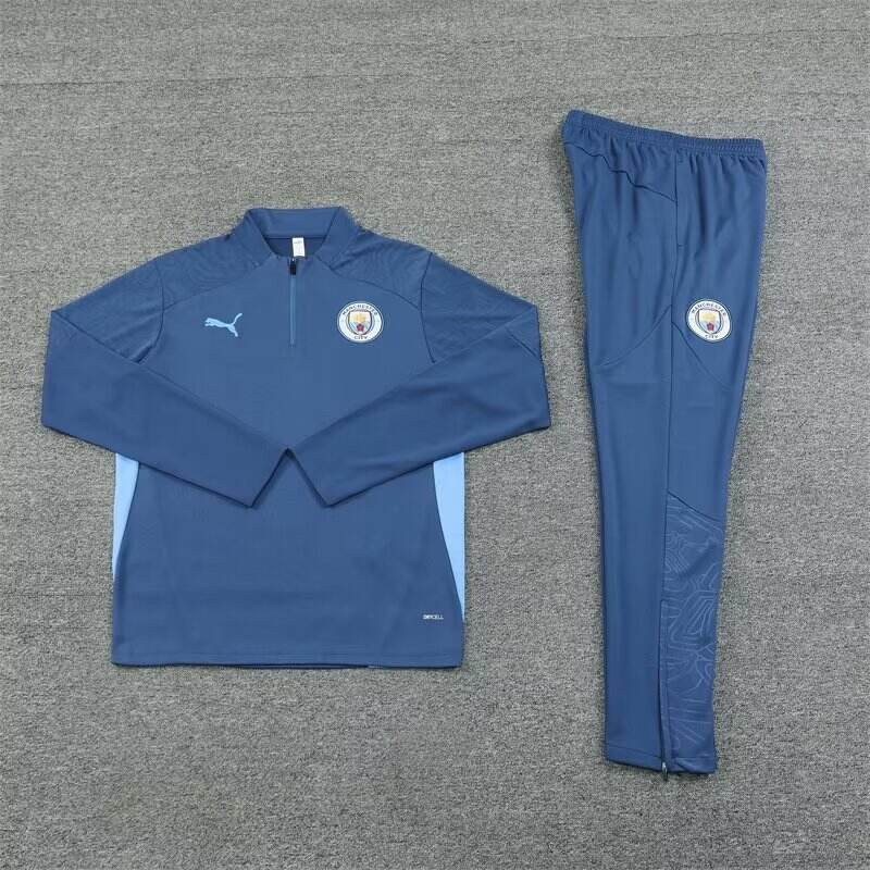 Manchester City 2425 Grey Half Zipper Tracksuit - Official Replica
