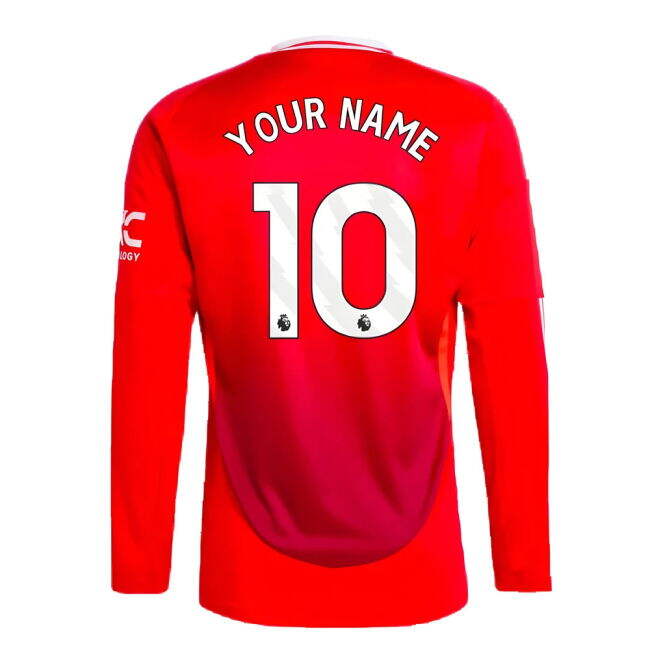 Classic Man Utd 2024-2025 Man Utd Long Sleeve Home Shirt (Your Name...