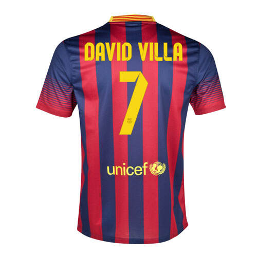 1314 Barcelona 7 David Villa Home Shirt - Official Replica 3057
