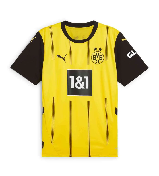 Borussia Dortmund's 24-25 Home Jersey, featuring Bensebaini with the number 5