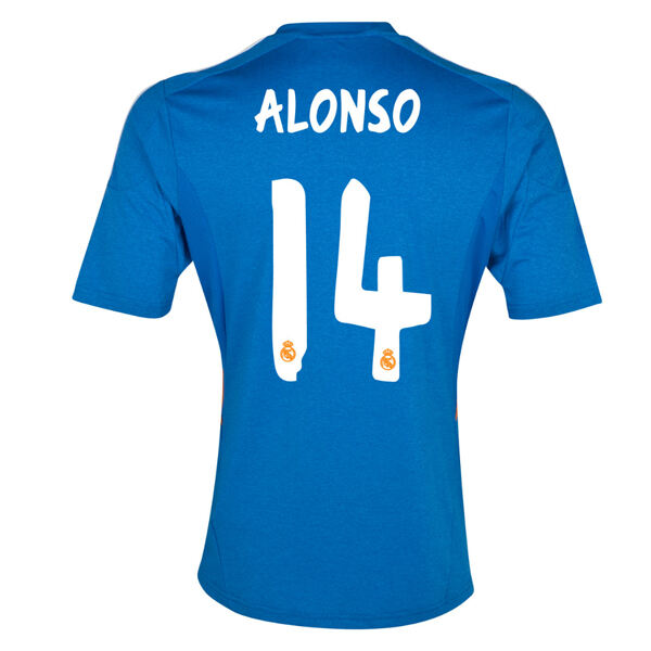13-14 Real Madrid 14 Alonso Away Blue Soccer Jersey Shirt - Official