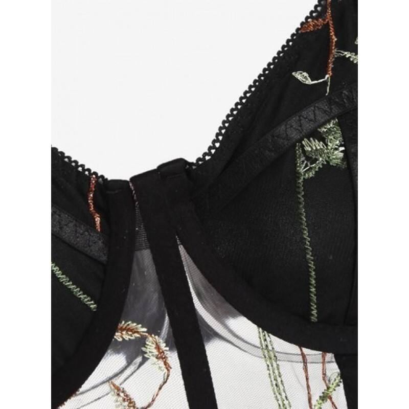 Bustier Underwire Embroidered Sheer Corset Cami Top TL9607