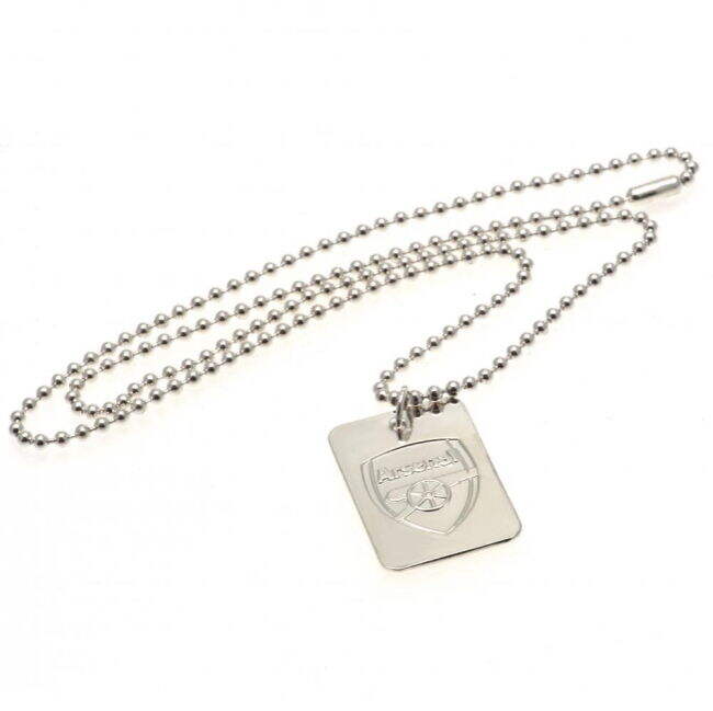 Adult Arsenal FC Silver Plated Dog Tag & Chain
