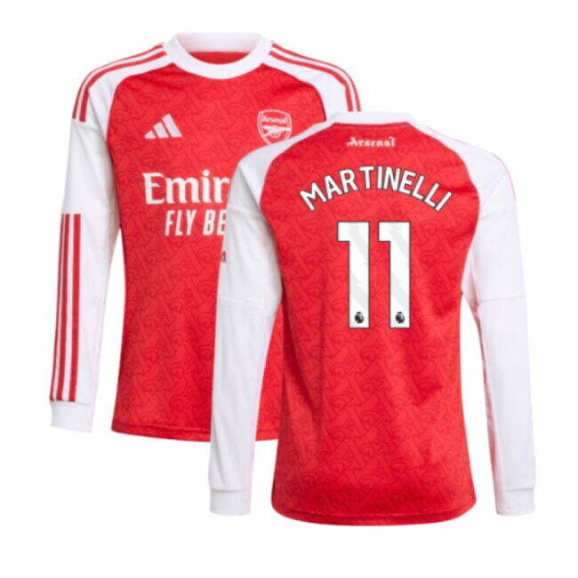 2025-2026 Arsenal Long Sleeve Home Shirt (Kids) (Martinelli 11) (Fa...