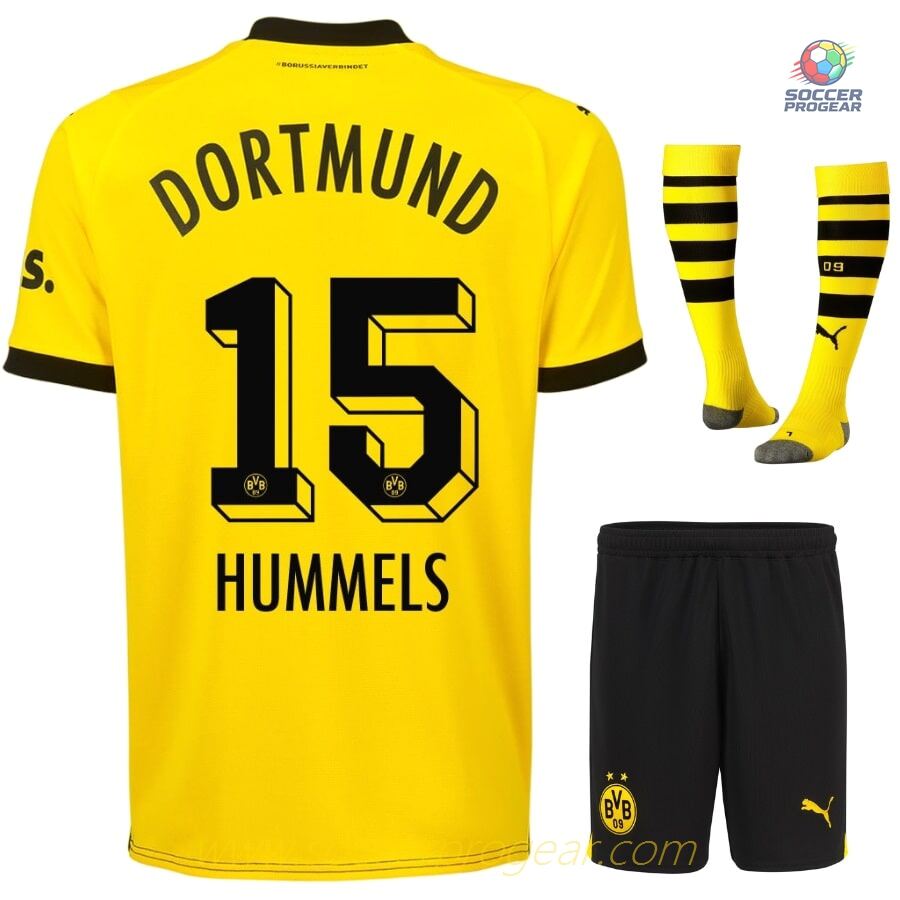 BVB Dortmund 2023 2024 Home Hummels Youth Jersey Set Team Shirt
