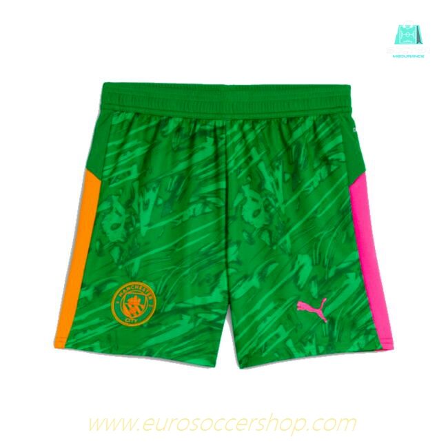 2025-2026 Man City Goalkeeper Away Shorts (Green) - Kids