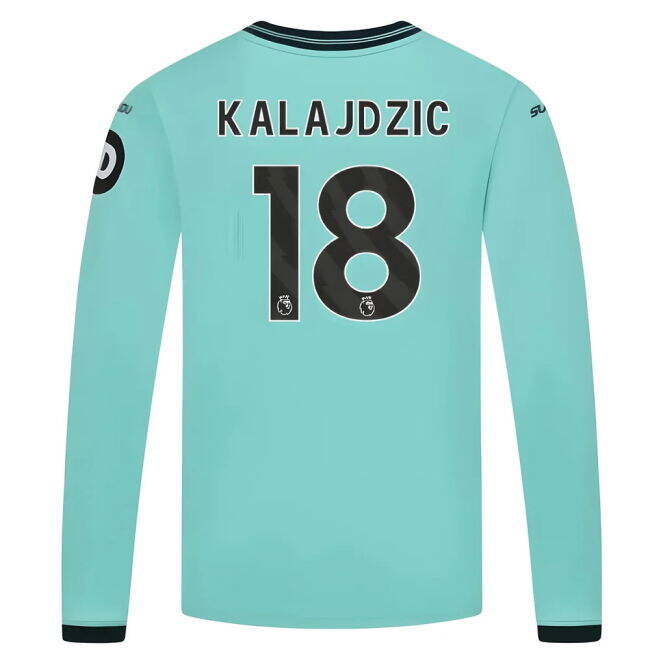 Wolves Wolves Long Sleeve Away Shirt Kids Kalajdzic #18 Profession...