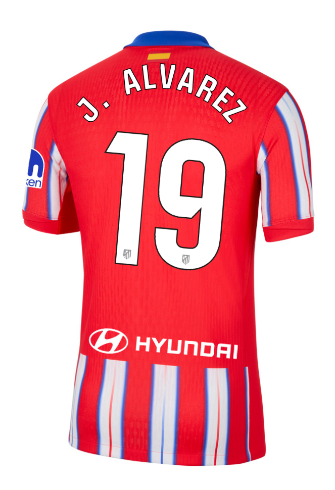 Home Jersey of Atletico Madrid: J. ALVAREZ 19 for Laliga 24-25 Season