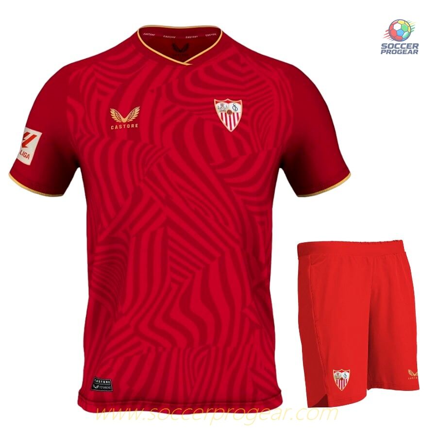 Sevilla FC Away Children's Edition Soccer Uniform Team Shirt 2023 2024