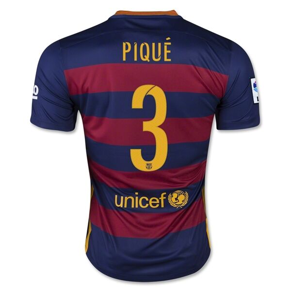 Barcelona 201516 Home PIQUE 3 Soccer Jersey - Official Replica 11833