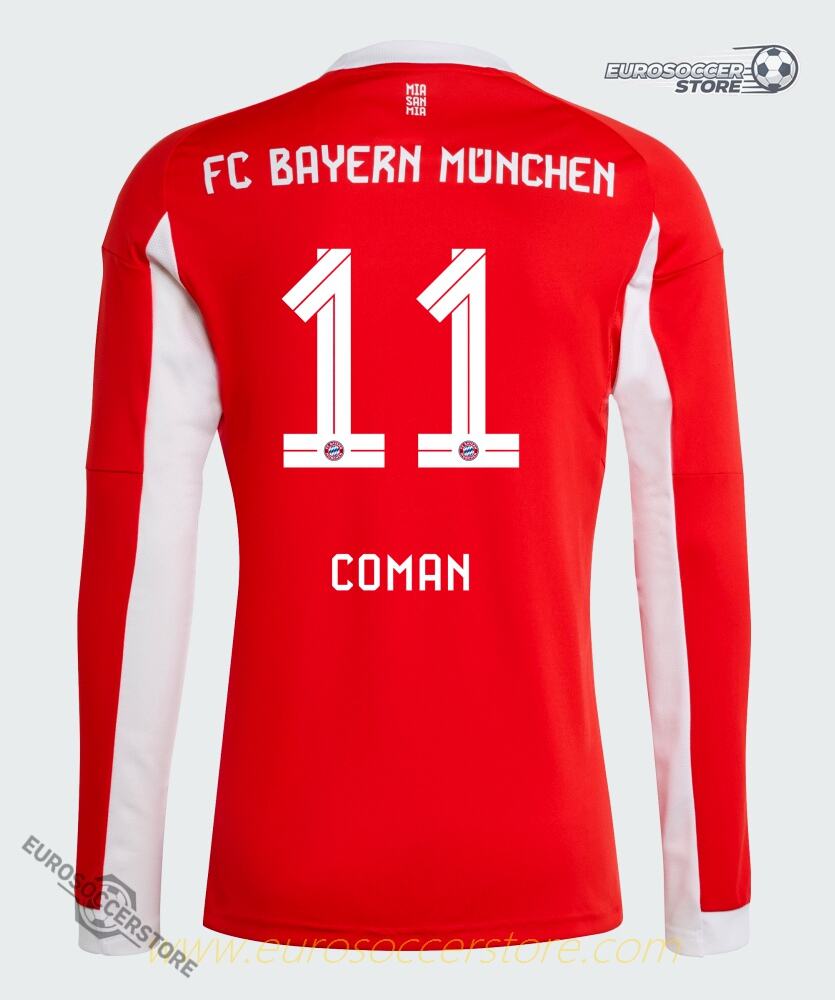 11 Coman Long Sleeve Home Jersey for Bayern Munich 25-26 Season