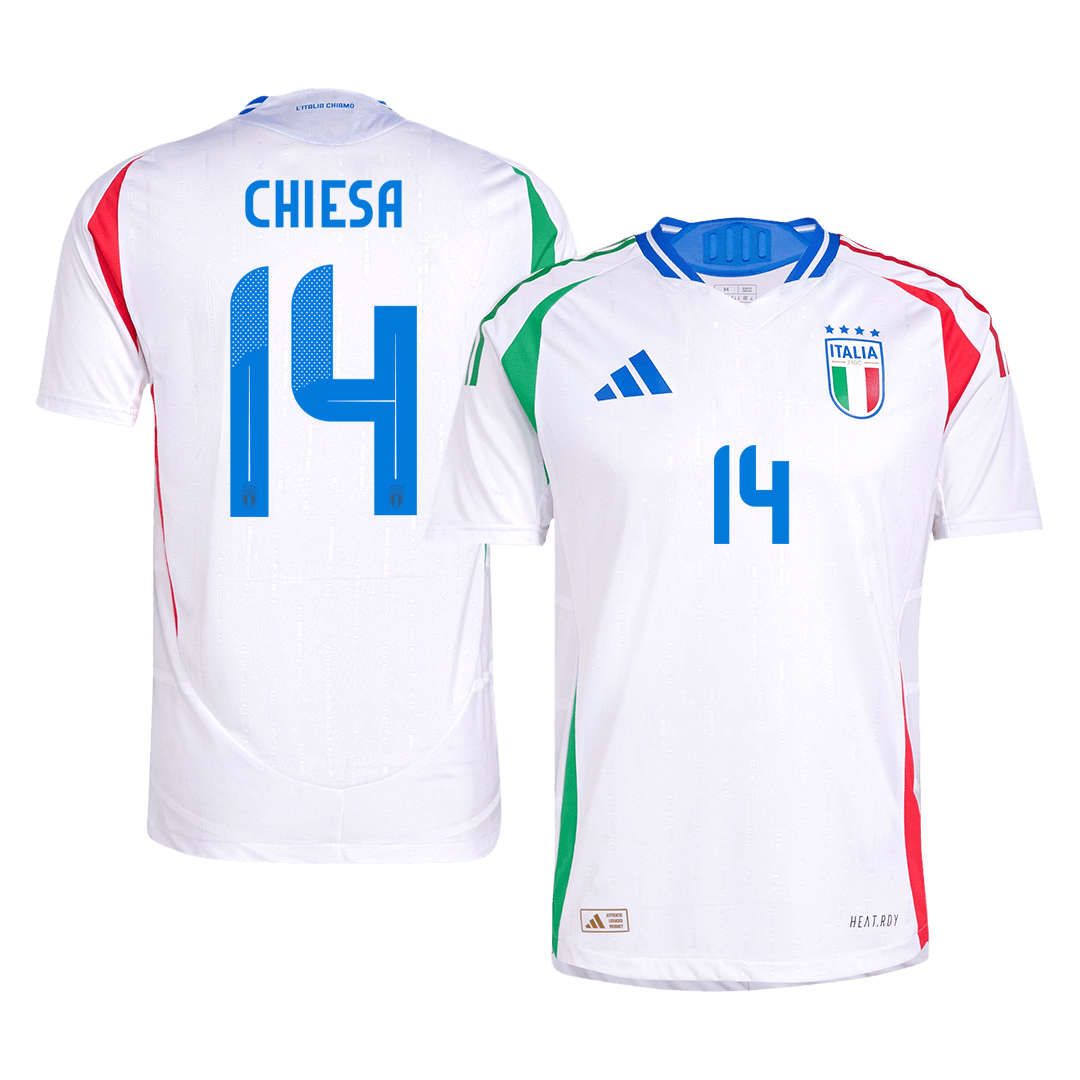 Player Version CHIESA #14 Italy Away Soccer Jersey Euro 2024Authentic