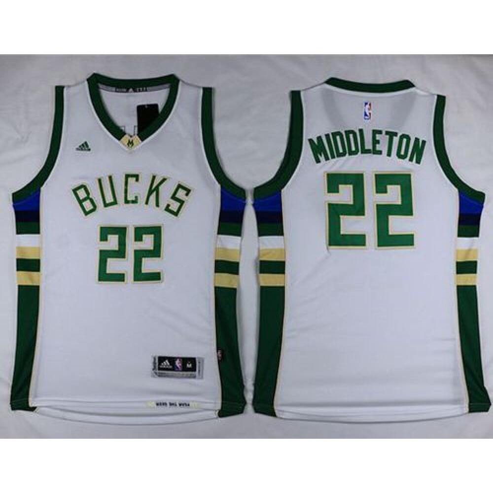 Bucks #22 Khris Middleton White Stitched NBA Jersey