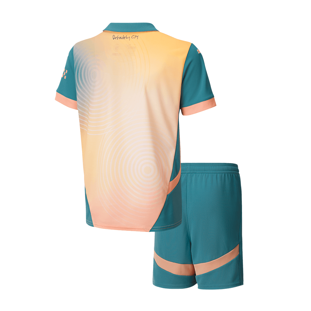 Manchester City Fourth Away Kids Soccer Jerseys Kit- Definitely City (UCL)