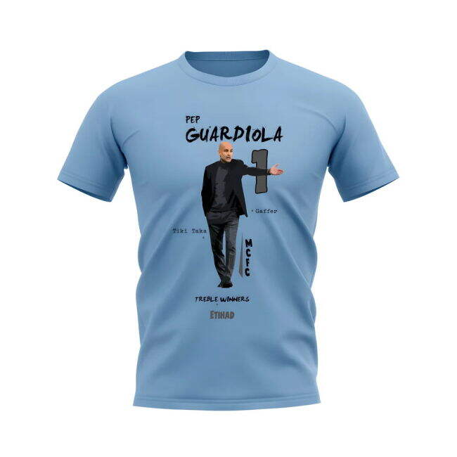 Pep Guardiola Manchester City Graphic T-Shirt (Sky Blue)