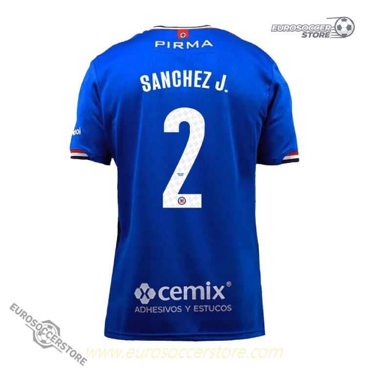 Cruz Azul Home Jersey 25-26, featuring SANCHEZ J. with the number 2