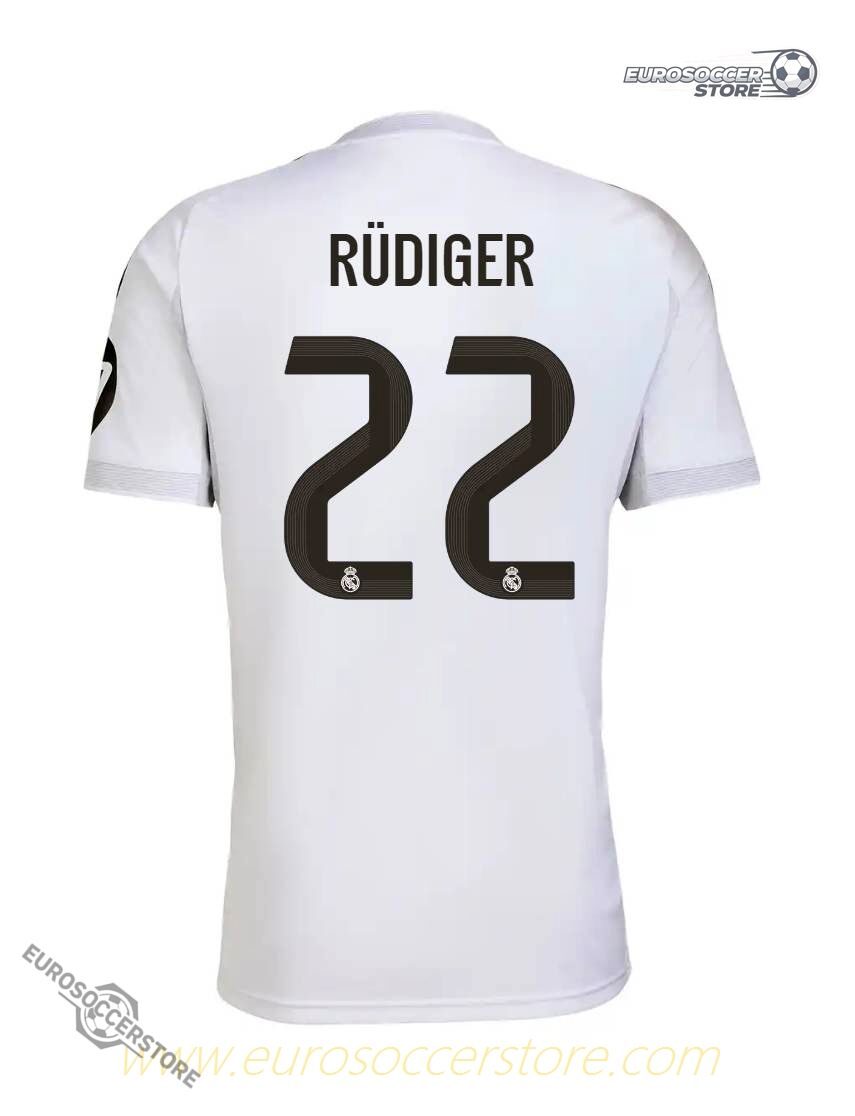 Real Madrid 25-26 Home Jersey Featuring Rüdiger, Number 22 Version
