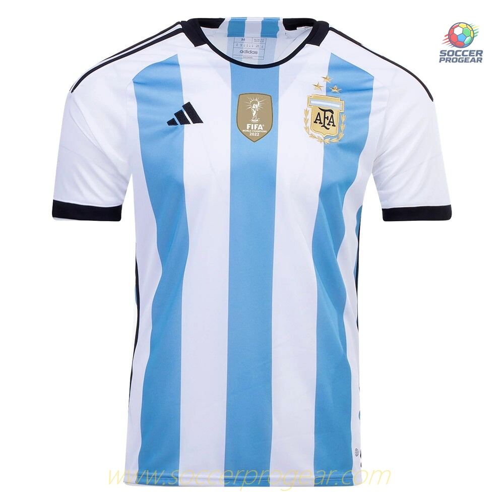 Argentina 3 Stars Kids Home Football Soccer Shirt 2022 2023