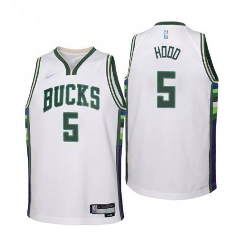 Milwaukee Milwaukee Bucks #5 Rodney Hood Youth Nike White 2021/22 Swingman Jersey ¨C City Edition Youth