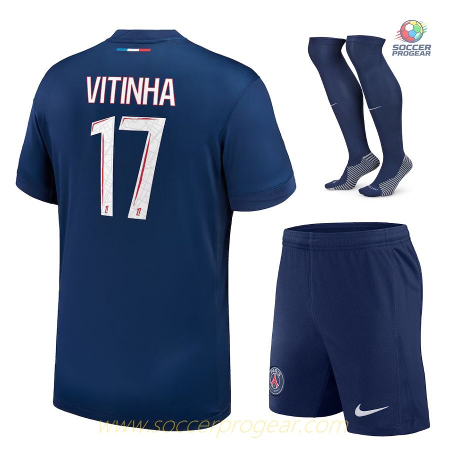PSG Home Youthren's Soccer Uniform Football Jersey 2024-25 Edition Vitinha