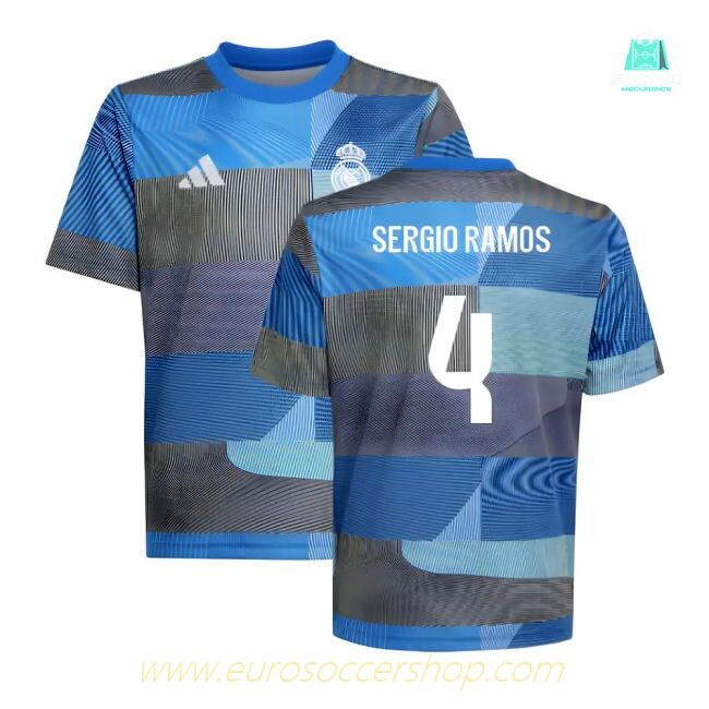 2025-2026 Real Madrid Pre-Match Shirt (Blue) - Kids (Sergio Ramos 4)