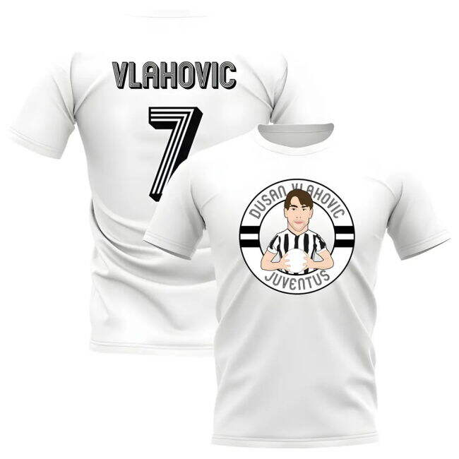 Dusan Vlahovic Juventus Illustration T-Shirt (White)