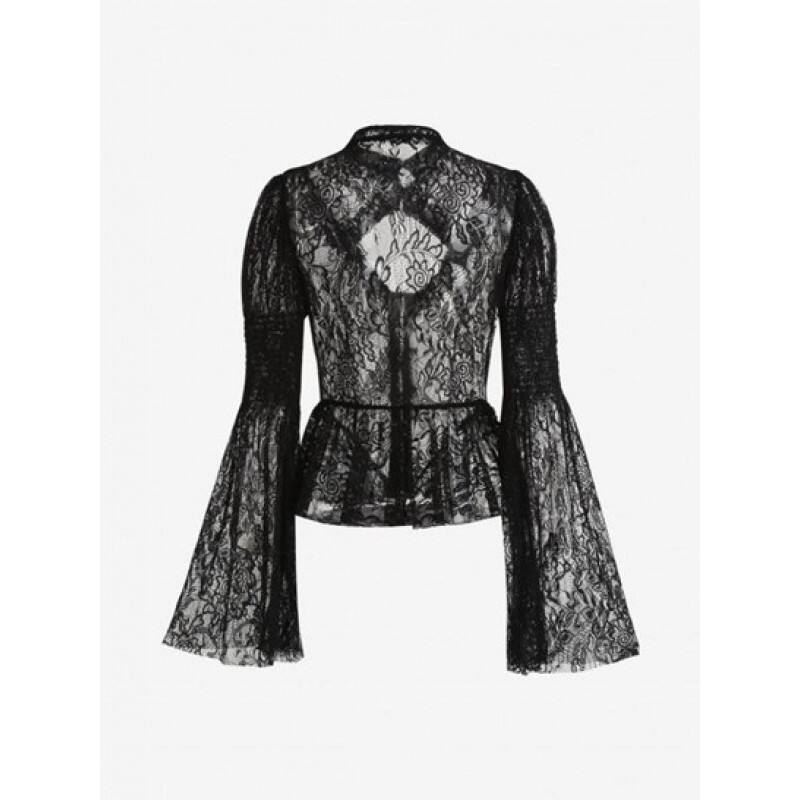 Halloween Lace See Thru Cut Out Flare Sleeve Top UG2672