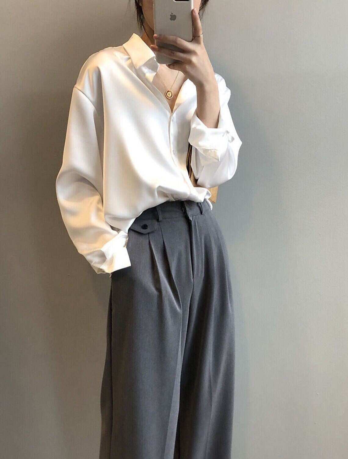 Shirt Blouse Women's Solid / Plain Color Button Office Daily Fashion Shirt Collar Regular Fit S