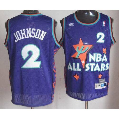 Charlotte Hornets #2 Larry Johnson Purple 1995 All-Star Throwback Stitched NBA Jersey Mens