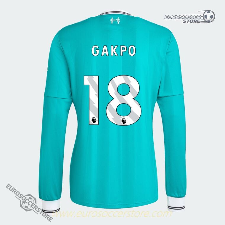 Liverpool's 25-26 Third Long Sleeve Jersey, featuring GAKPO with the number 18.