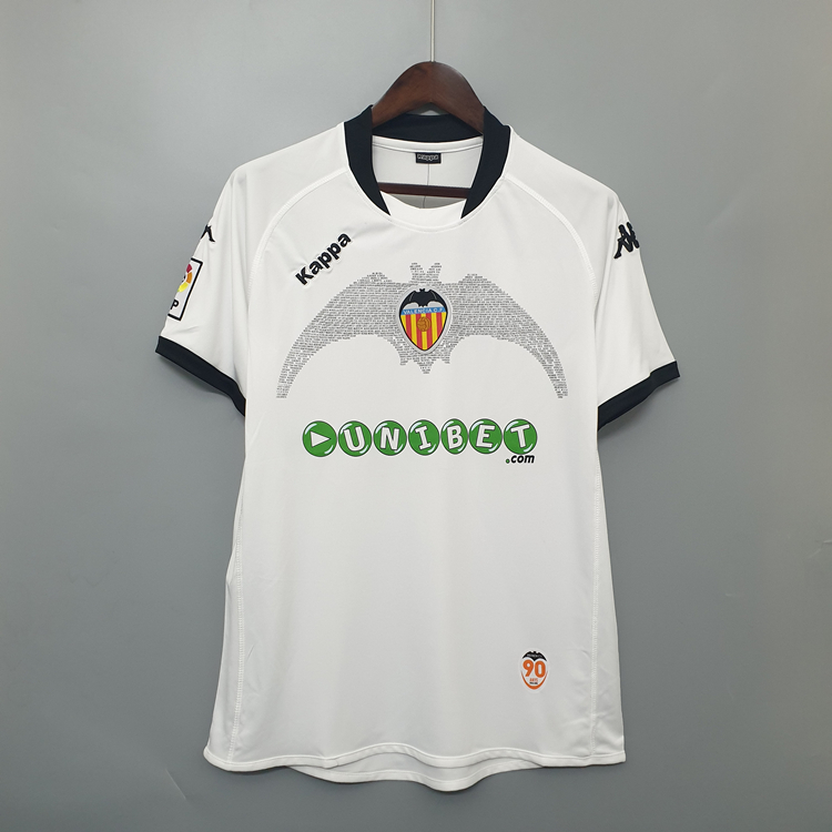 09-10 Valencia White Retro Soccer Shirt Jersey - Official Replica 196