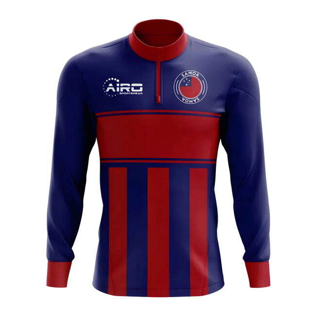 High Samoa Concept Football Half Zip Midlayer Top (Blue-Red)