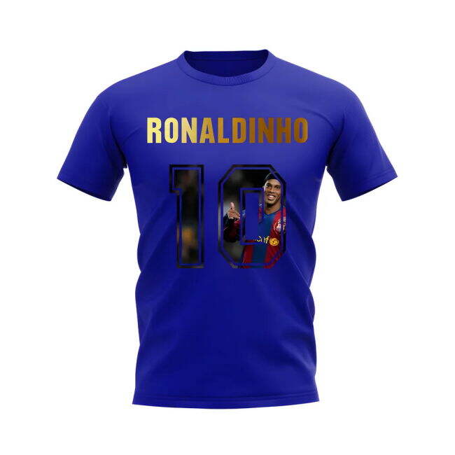 Ronaldinho Name And Number Barcelona T-Shirt (Blue)