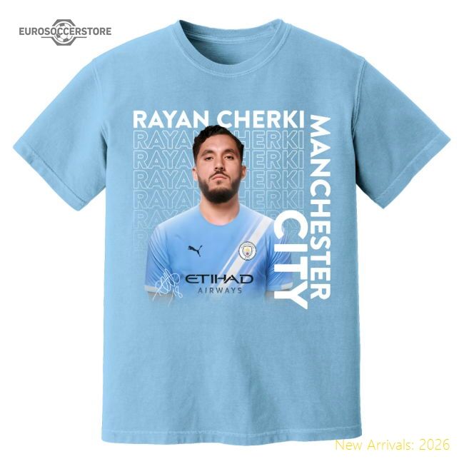 Official Rayan Cherki Man City T-shirt (sky) - Premium Quality