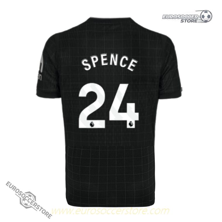 Away Jersey of Tottenham Hotspur for the 25-26 season, featuring SPENCE with the number 24.