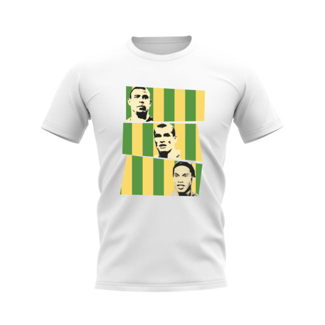 Ronaldo Rivaldo Ronaldinho Brazil Trio T-Shirt (White)
