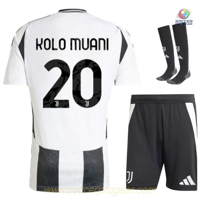 Juventus Home Soccer Uniform Youth Soccer Football Shirt 2024-25 Edition Kolo Muani