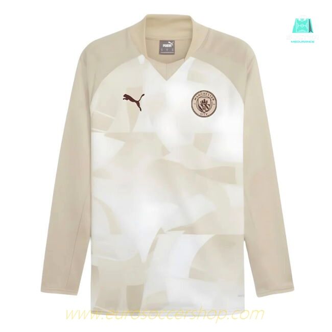 2023-2024 Man City Prematch LS Sweat Top (Granola)