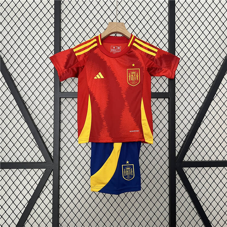 Premium Breathable Spain Euro 2024 Kids Home Kit ShirtShorts