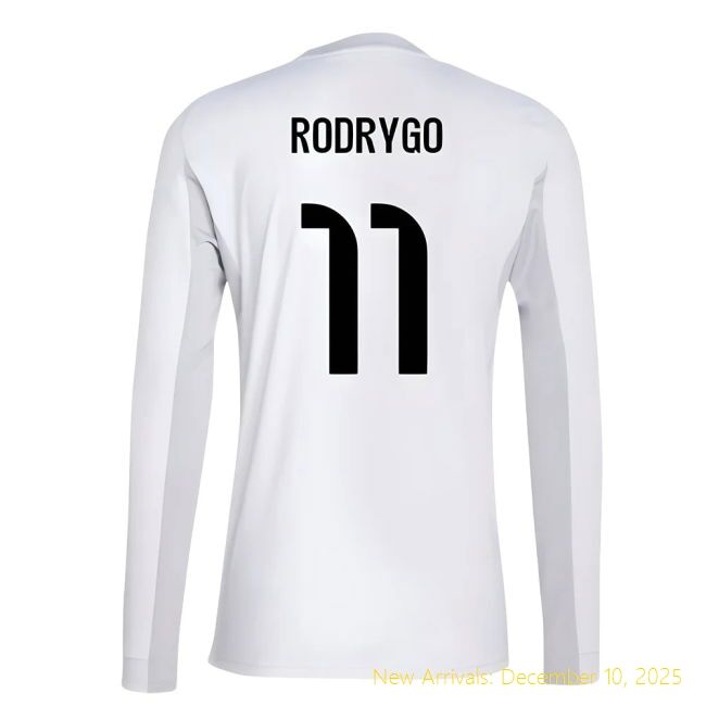 2025-2026 Real Madrid Long Sleeve RM Official Home Shirt (Rodrygo 11)