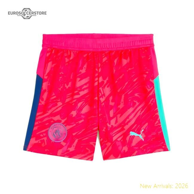 Premium 2025-2026 Man City Goalkeeper Home Shorts (pink) - Kids