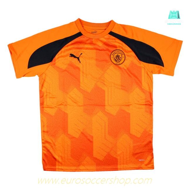 2023-2024 Man City Pre-Match Jersey (Orange) - Kids (HAALAND 9)