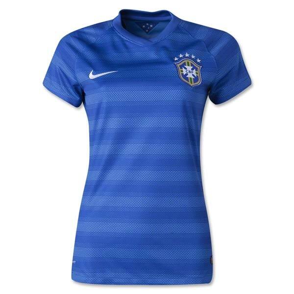 Women 2014 Brazil Away Blue Soccer Jersey Shirt - Official Replica
