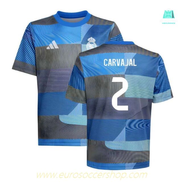 2025-2026 Real Madrid Pre-Match Shirt (Blue) - Kids (Carvajal 2)