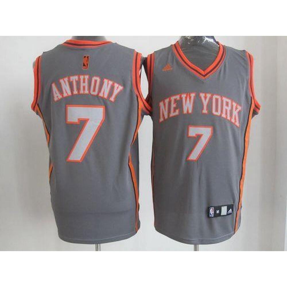 Knicks #7 Carmelo Anthony Grey Graystone Fashion Stitched NBA Jersey