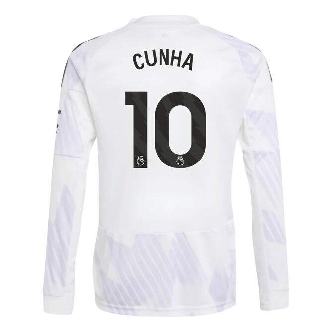 2025-2026 Man Utd Long Sleeve Away Shirt (Kids) (Cunha 10) - high q...