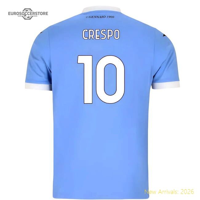 High-Quality Genuine 2025-2026 Lazio Home Shirt (Crespo 10)