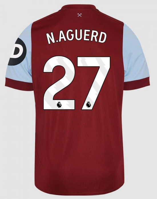 West Ham United N.AGUERD 27 Home Jersey for the 23-24 Season