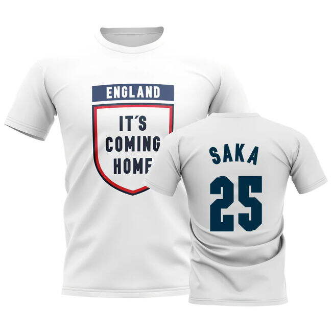 Original Replica England Home Supporter Shirt for Adults (Saka 25)