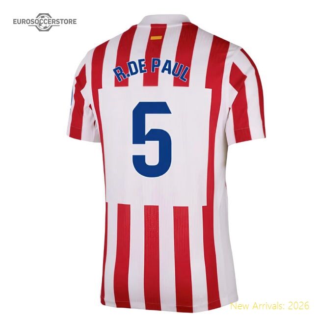 Popular 2025-2026 Atletico Madrid Home Authentic Shirt (R.De Paul 5)